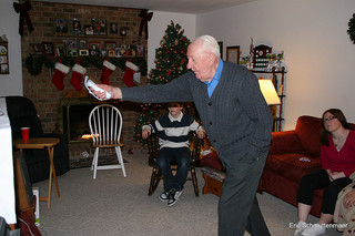 Senior playing Wii - assisted living technology