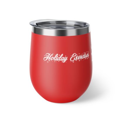 "Holiday Exercises" Copper Vacuum Insulated Wine Tumbler, 12oz - Image 2